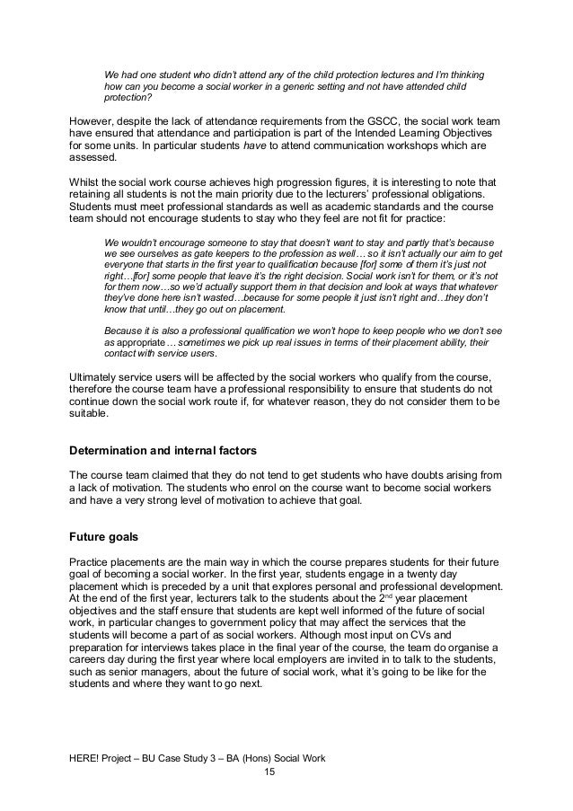 social work placement case study essay